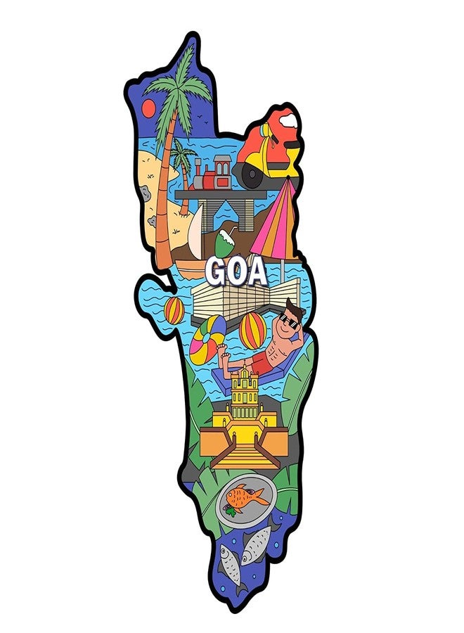 Skywalk India Souvenir Wooden MDF Goa Fridge Magnet (Multicolour) - Image 1